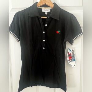 Luella for Target Black Short Sleeve Polo Shirt